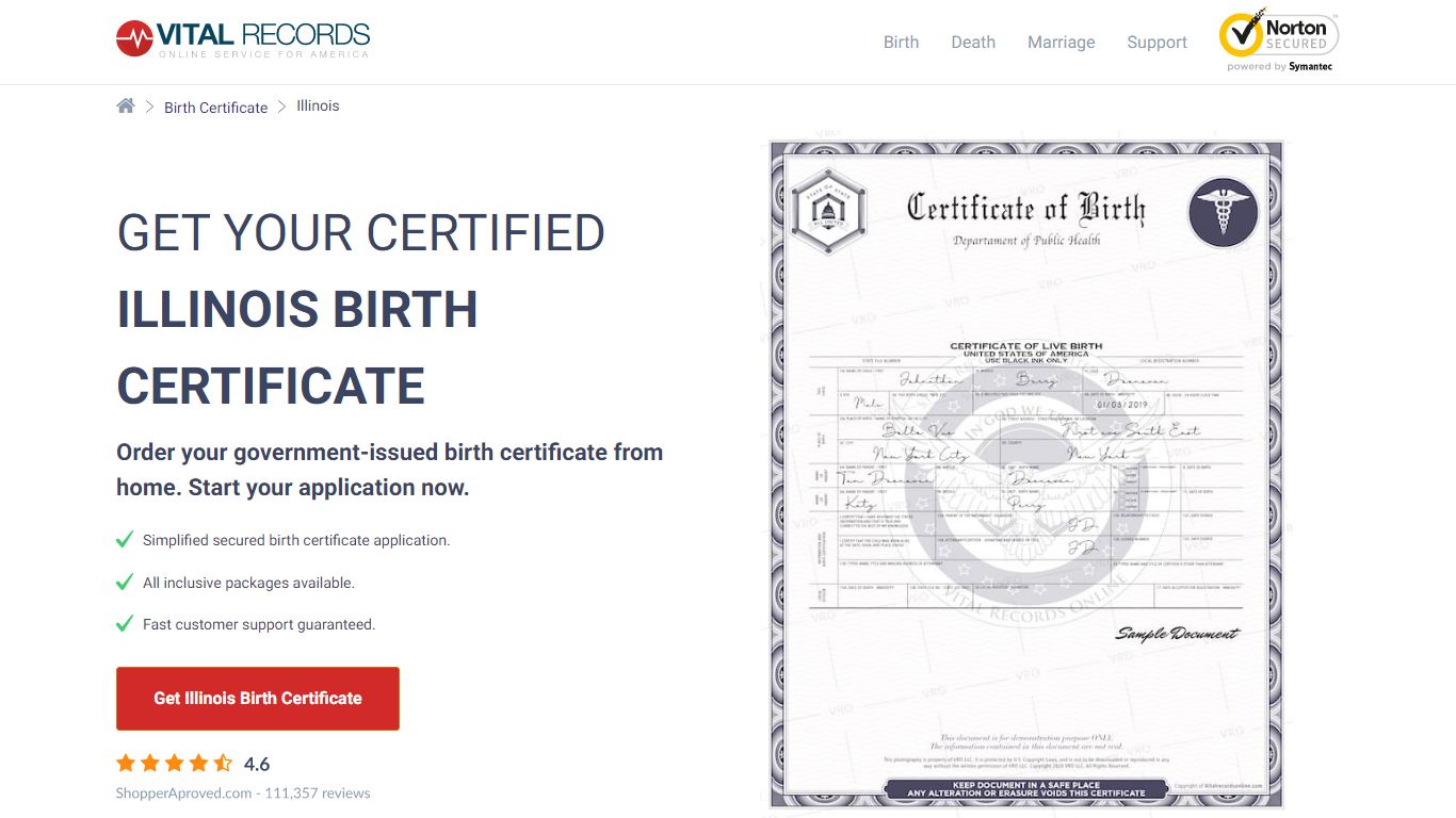 Official Illinois Birth Certificate | Birth Records Copy